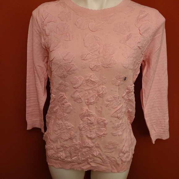 Laura Scott Pink Sweater Textured Size Small - Picture 1 of 5